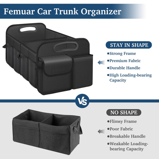 Femuar Car Trunk Organizer – Waterproof, Black